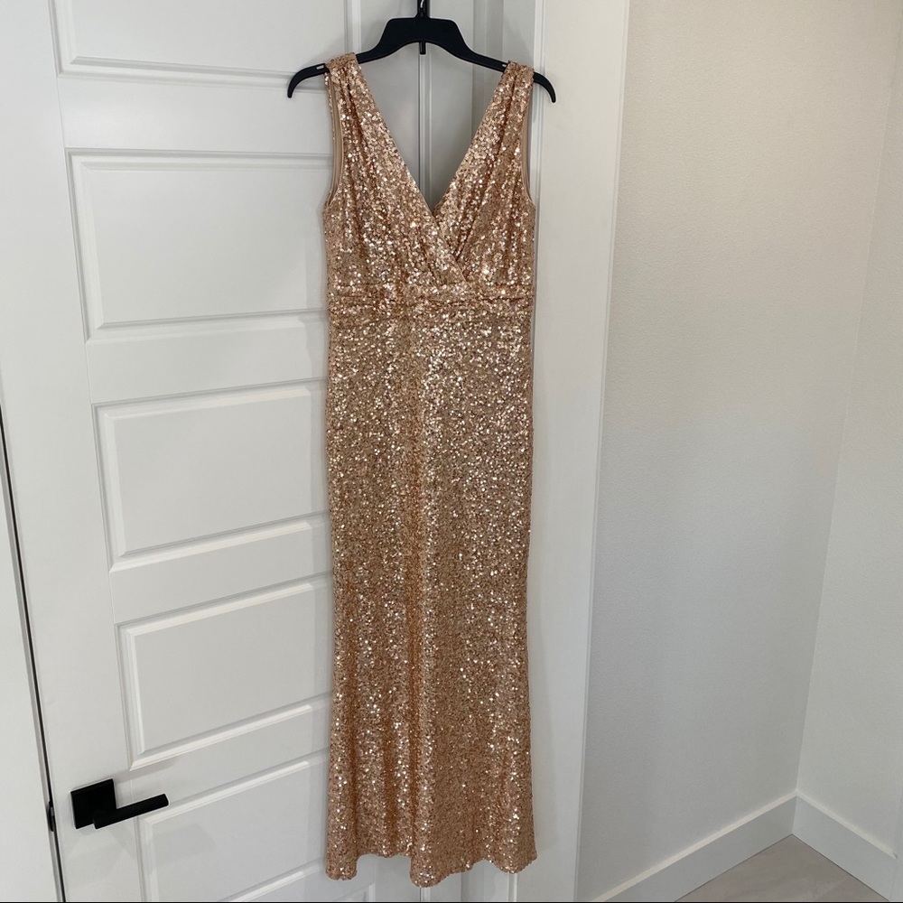 Belle Badgley Mischka Blush Rose Gold Dress size 6